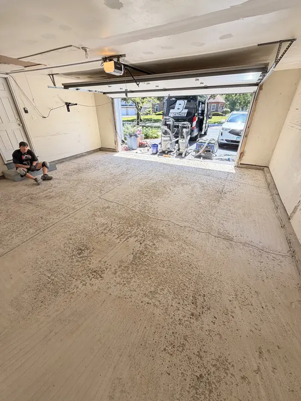 Prepped concrete floor before coating