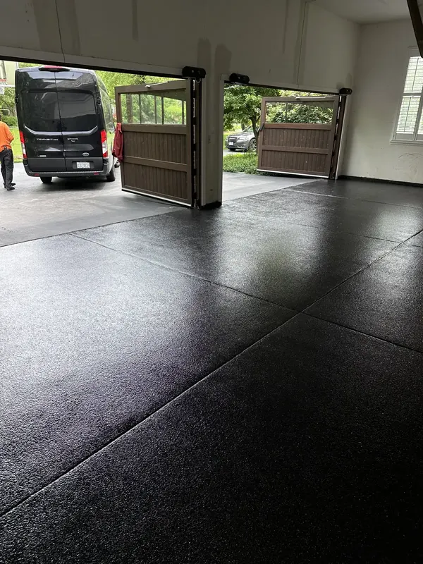 Black coated garage floor