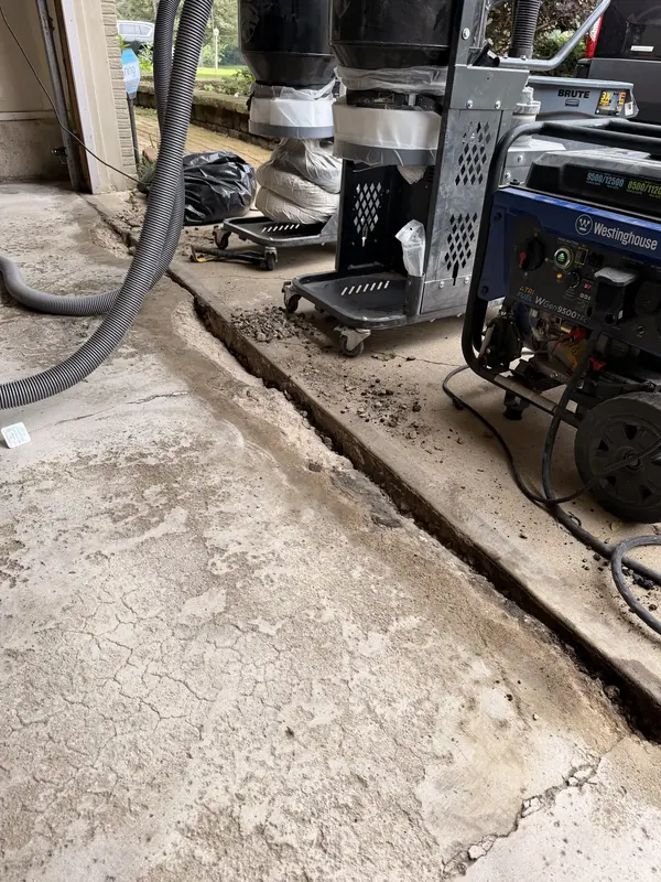 Dust vacuum and generator set up outside