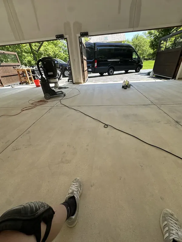 Garage floor prep with a dust extractor