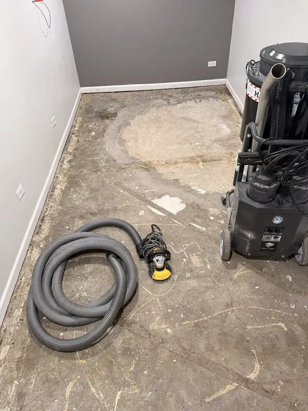 Slab prep equipment in an interior room