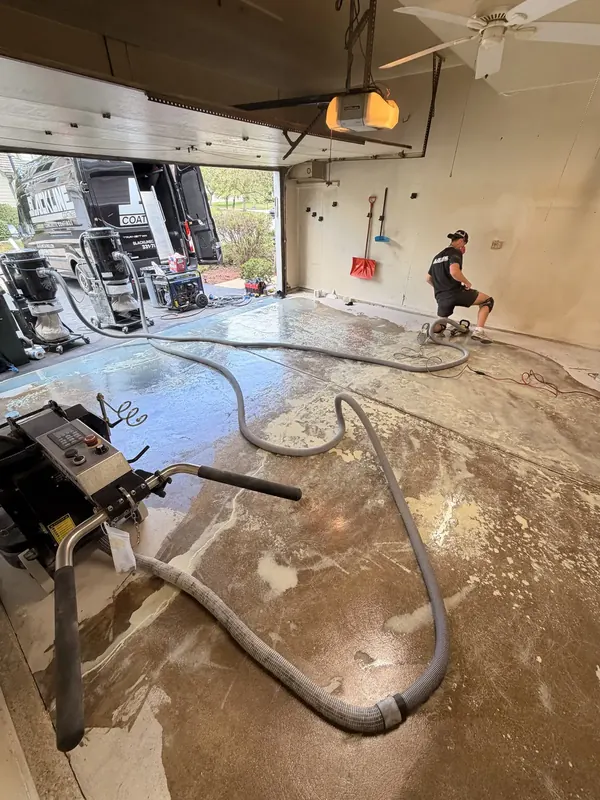 Edge grinding a garage slab